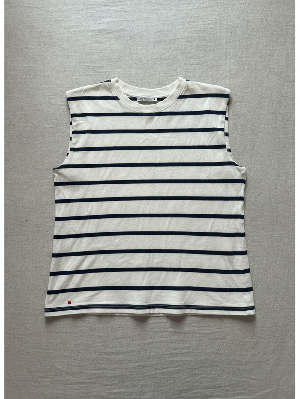 ZARA Sleeveless Navy and White Striped Tank Top - Medium
